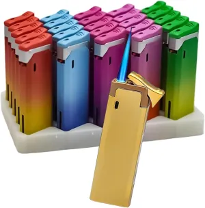 26pcs Metal Lighter,Refillable and Adjustable Butane Lighter Windproof Lighters for Candle Camping BBQ Kitchen, Men Gift (Not Included Butane Gas)(26 pcs)