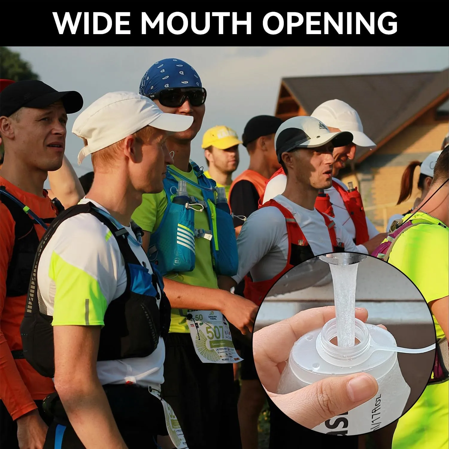 2Pcs 150ml Soft Flask Folding TPU Hydration Flask Running Water Bottle(5.29 oz), Water Pouch for Running Vest, Hiking, Cycling (White 150ml*2)