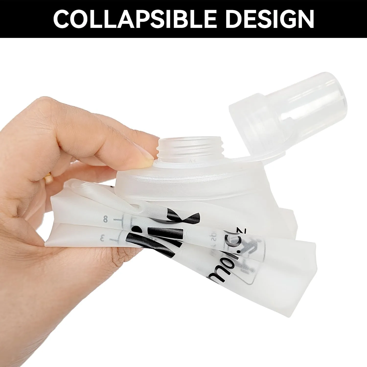 2Pcs 150ml Soft Flask Folding TPU Hydration Flask Running Water Bottle(5.29 oz), Water Pouch for Running Vest, Hiking, Cycling (White 150ml*2)
