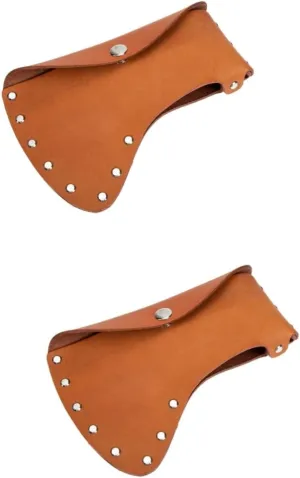 2pcs Axe Cattlehide Protective Cover Durable Outdoor Hatchet Case Thicken Design for Safety Camping Axe Head Protector Rustic