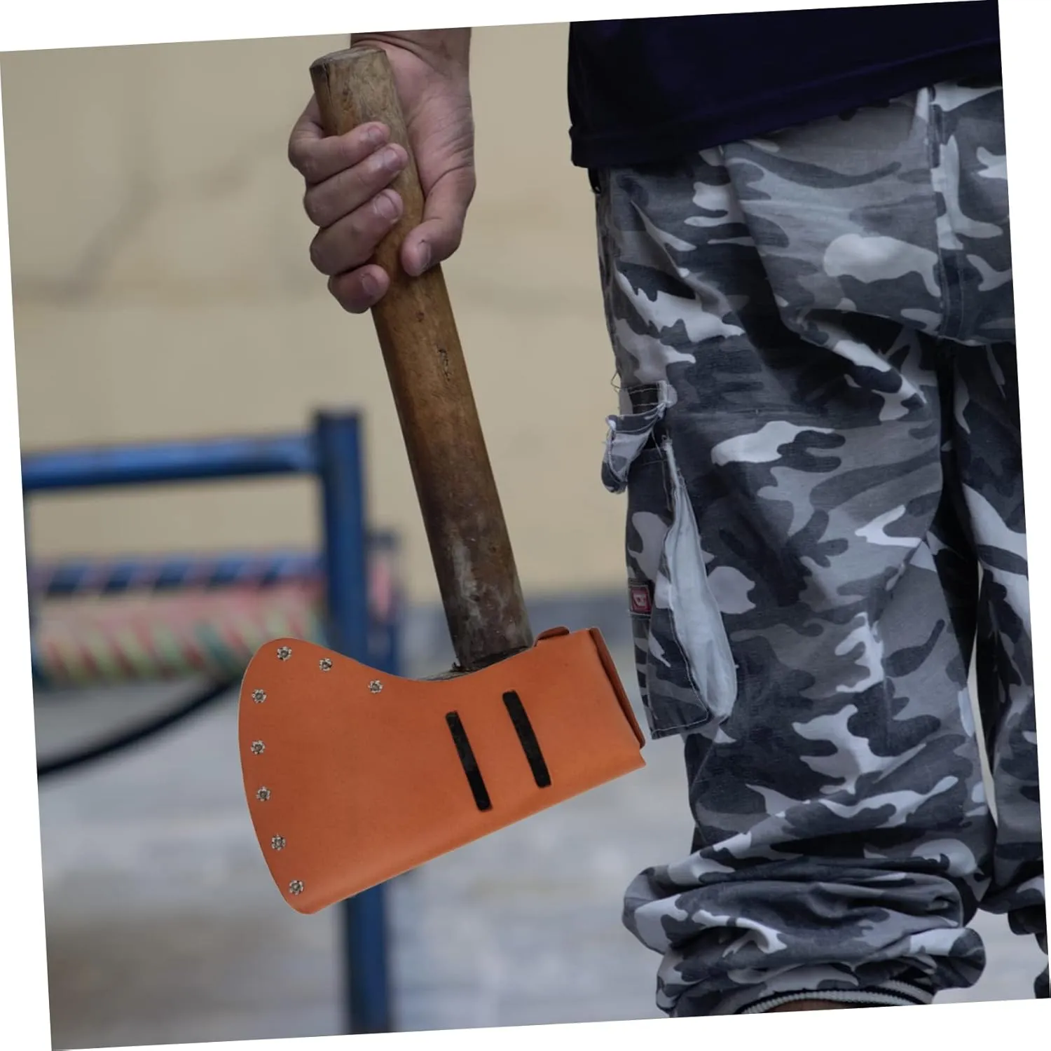 2pcs Axe Cattlehide Protective Cover Durable Outdoor Hatchet Case Thicken Design for Safety Camping Axe Head Protector Rustic