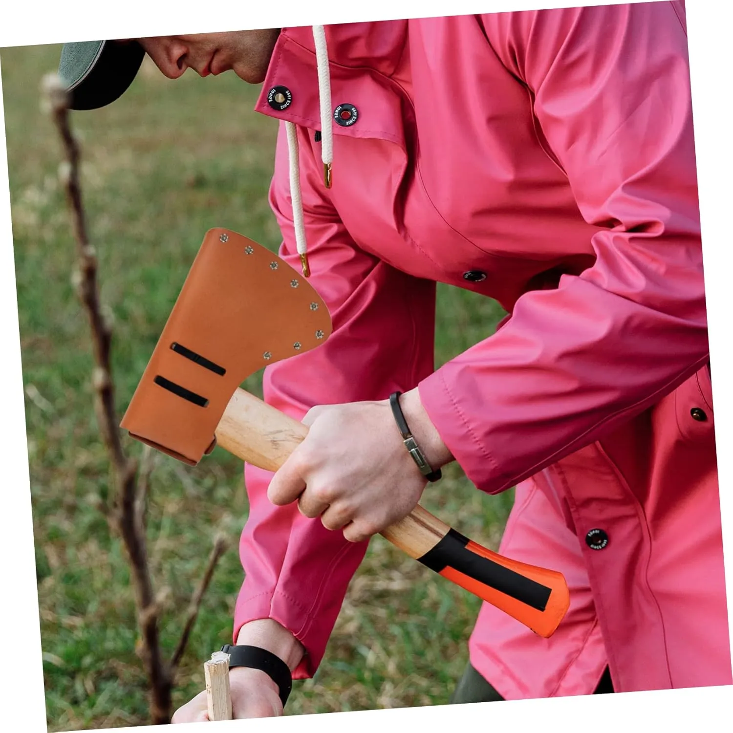 2pcs Axe Cattlehide Protective Cover Durable Outdoor Hatchet Case Thicken Design for Safety Camping Axe Head Protector Rustic