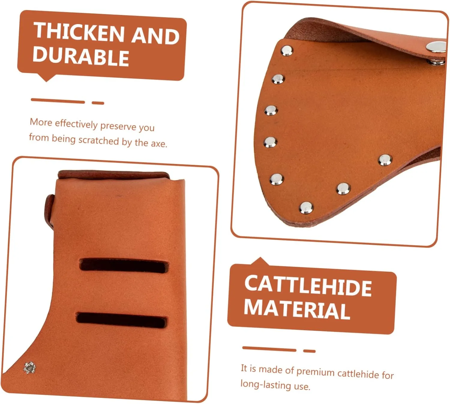 2pcs Axe Cattlehide Protective Cover Durable Outdoor Hatchet Case Thicken Design for Safety Camping Axe Head Protector Rustic