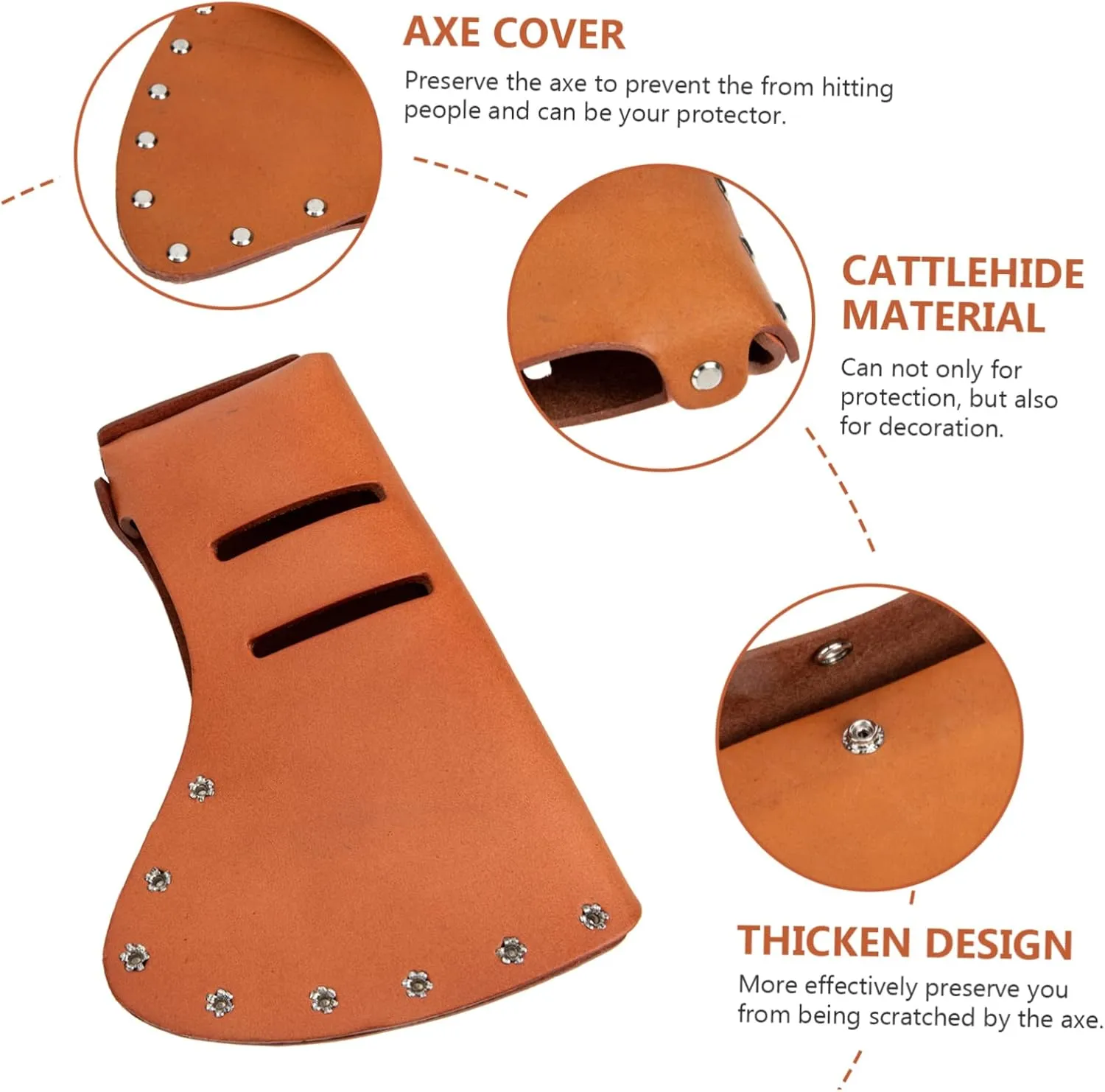 2pcs Axe Cattlehide Protective Cover Durable Outdoor Hatchet Case Thicken Design for Safety Camping Axe Head Protector Rustic