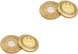 2pcs Camping Pan Decorative Compass Shaped Chinese Feng Shui Navigation Tool for Outdoor Activities Home Decor Lightweight Portable Alloy Design for Camping Hiking and Giving