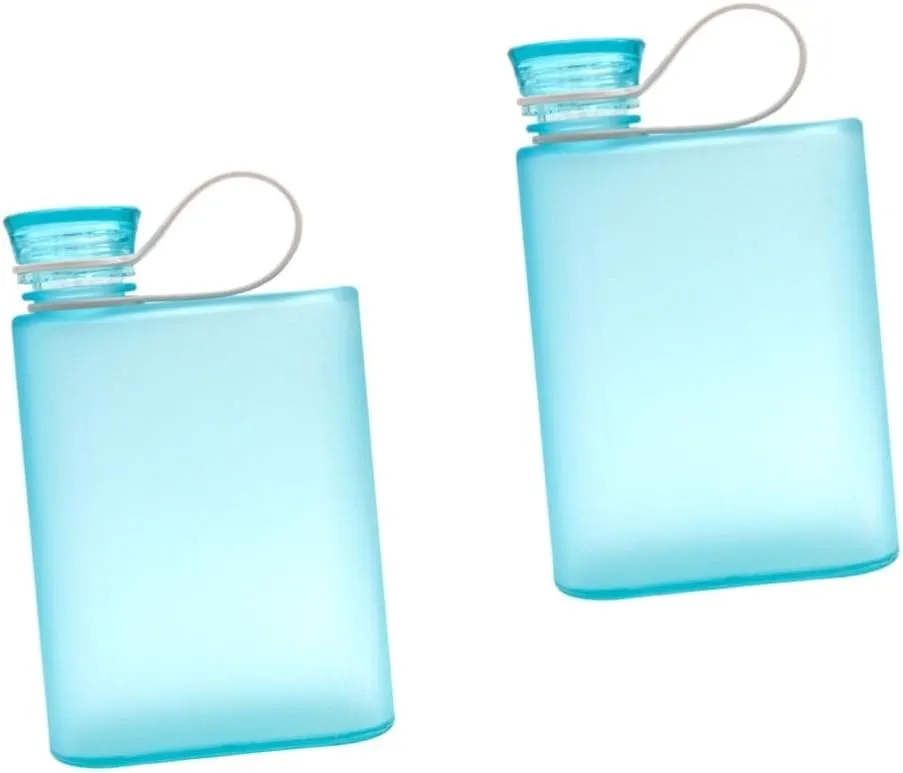 2pcs Collapsible Water Bottle Slim Travel Bottle 380ml Leakproof Portable Reusable for Running Fitness Outdoor Activities