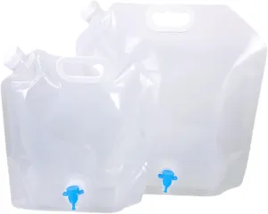 2pcs Collapsible Water Storage Bags Portable Camping Water Pouches Sturdy Pe Pet Material Large Capacity Easy to Fold