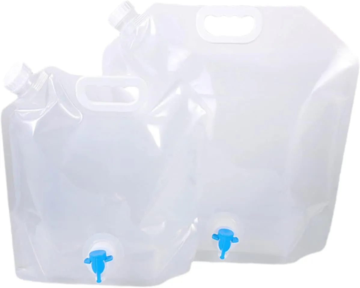 2pcs Collapsible Water Storage Bags Portable Camping Water Pouches Sturdy Pe Pet Material Large Capacity Easy to Fold