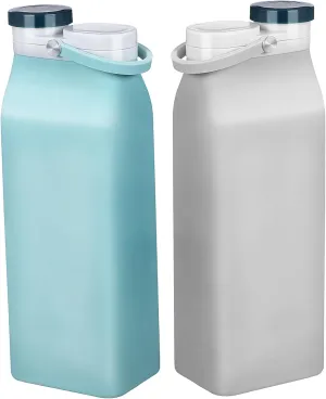 2Pcs Foldable Water Bottles Portable Leakproof Collapsible Kettles for Daily Use Office Sports Camping Hiking Stylish Design