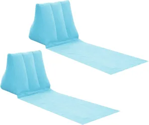 2X Inflatable Outdoor Sun Bath Beach Mat Pillows Flocking Beach Chairs with Backrest Inflatable Lounger for Portable Travel Camping