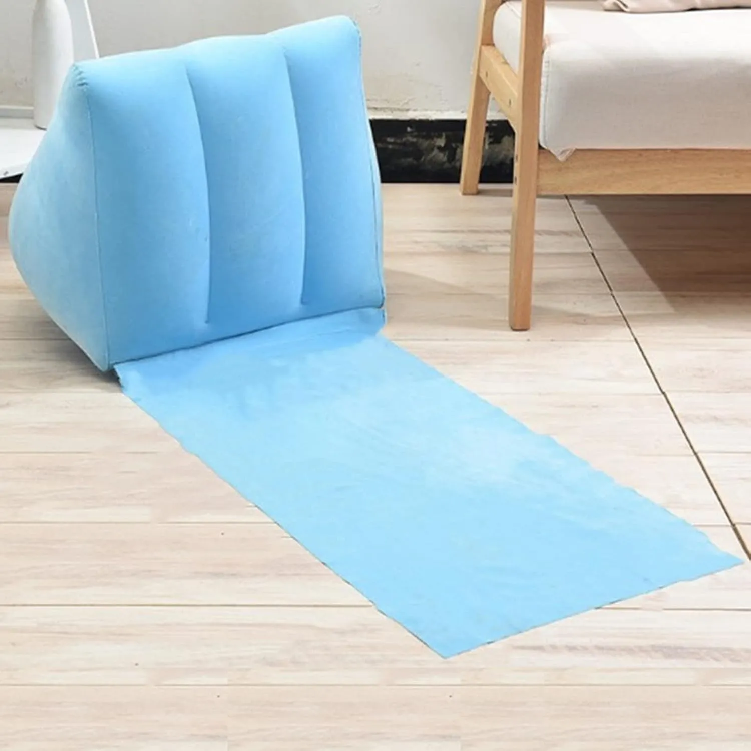 2X Inflatable Outdoor Sun Bath Beach Mat Pillows Flocking Beach Chairs with Backrest Inflatable Lounger for Portable Travel Camping