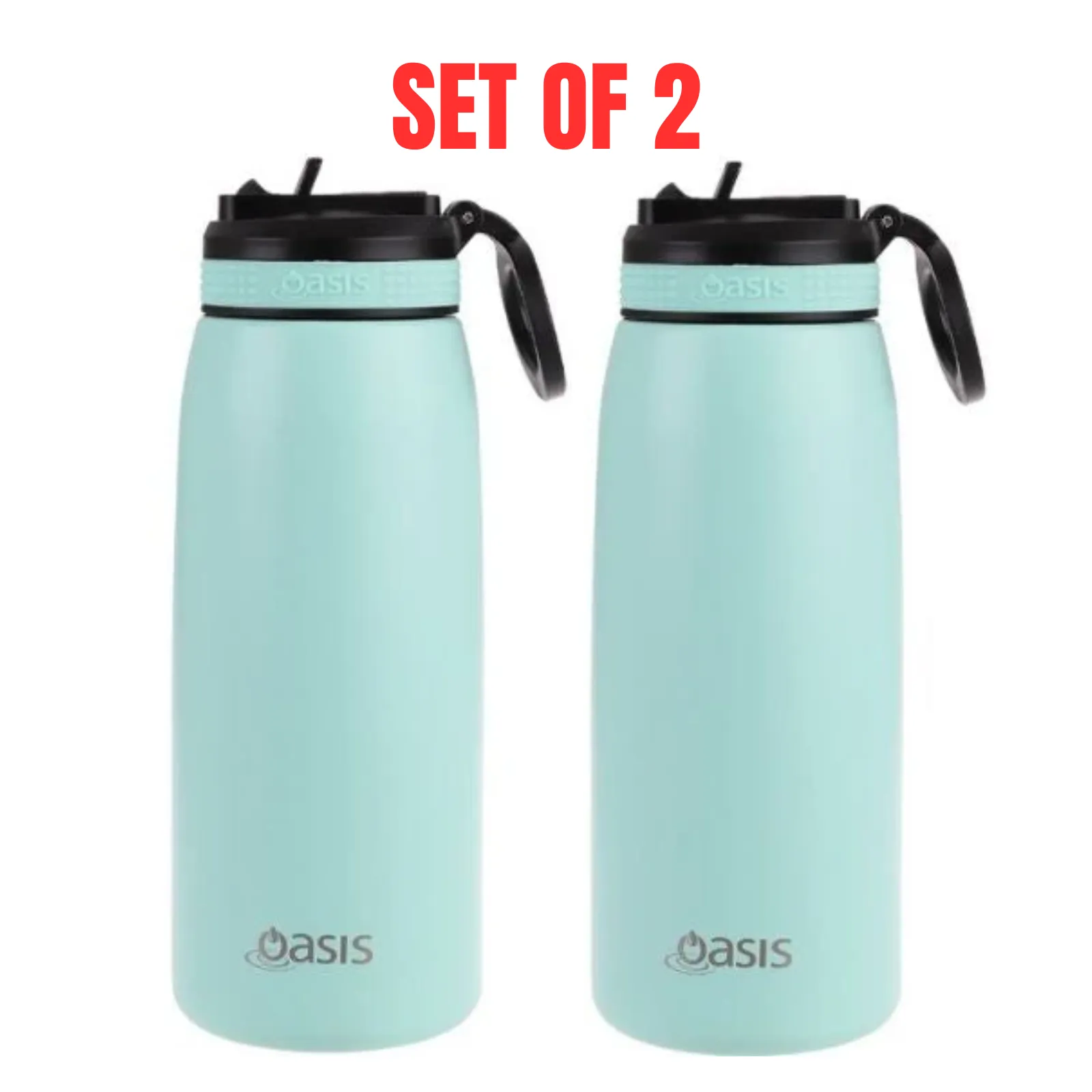 2x Oasis 780ml Stainless Steel Insulated Drink Bottle with Sipper Straw - Mint
