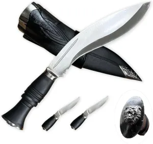 3-Piece Outdoor Dagger Set Sharp Sword Straight Full Tang Knife Dagger with 2 Pocket Knives with Scabbard Outdoor Hunting Camping Knife