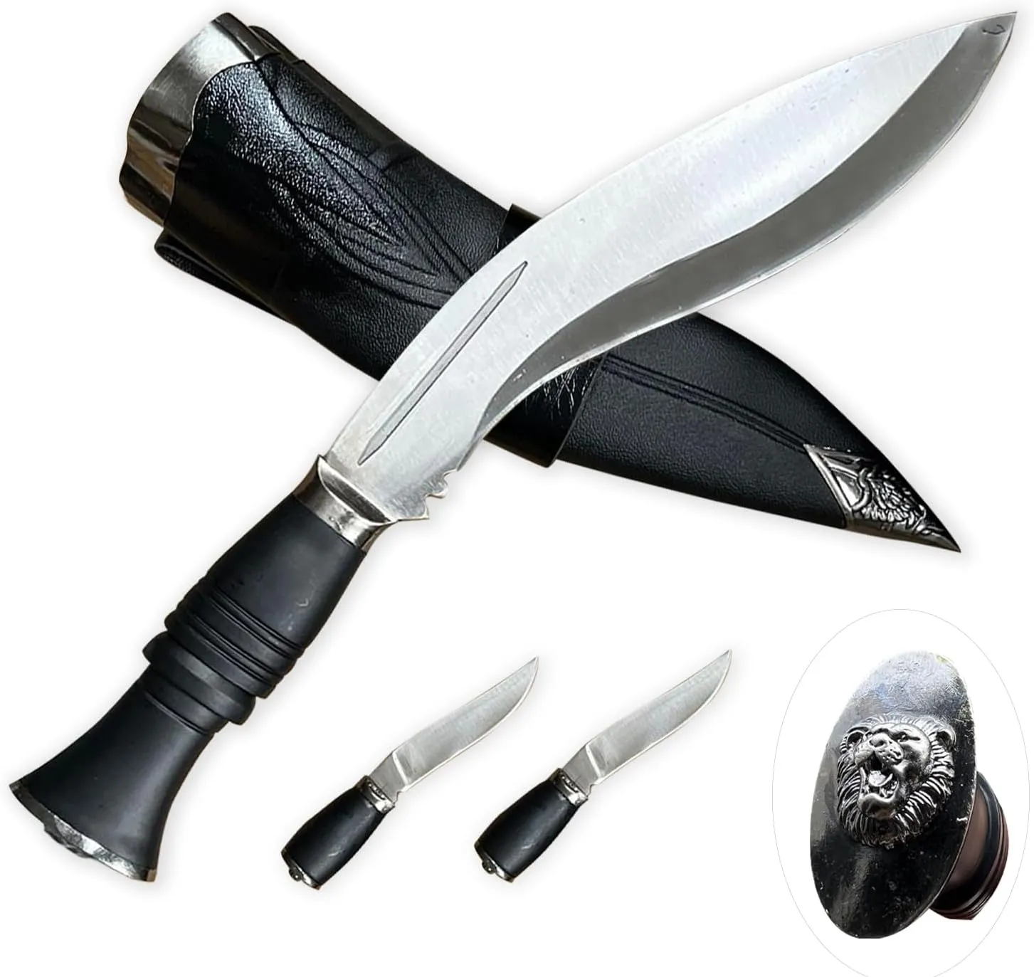 3-Piece Outdoor Dagger Set Sharp Sword Straight Full Tang Knife Dagger with 2 Pocket Knives with Scabbard Outdoor Hunting Camping Knife