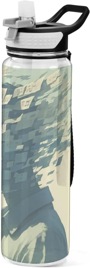 30 oz Abstract art Disco man white sheet music Modern Water Bottle Tritan Leak Proof & BPA Free non toxic Water Bottle Jug for Unique Working Collapsible