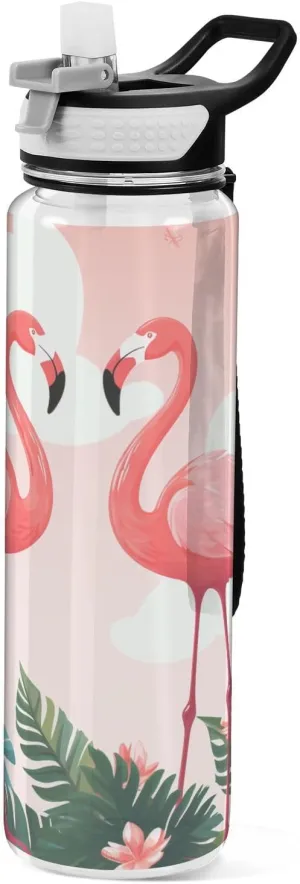 30 oz Jungle flamingos peach Simply Modern Water Bottle Tritan Free BPA non toxic Water Jug for Gym for Camping Camping Collapsible