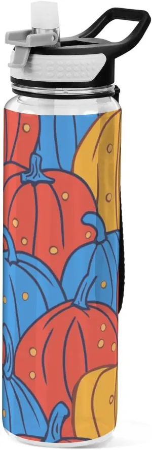 32oz Abstract Pumpkin Patterns Red and Blue Travel Water Bottle Tritan No BPA non toxic Jug Water Bottle for Camping Collapsible