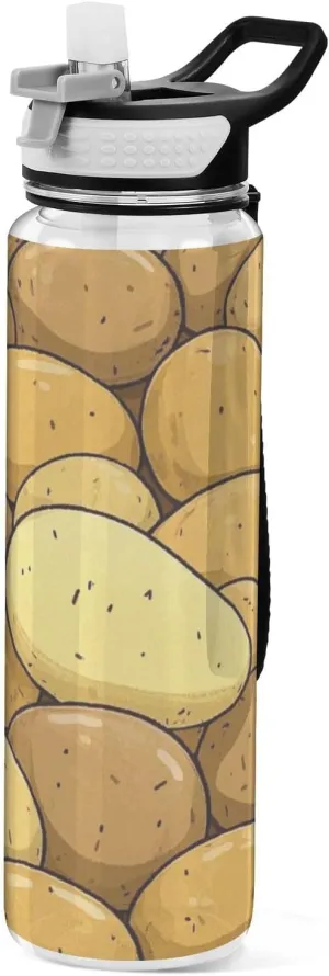 32oz Cute Cartoon Vegetable Potato Sport Water Bottles Tritan Clear BPA Free non toxic Water Bottle Jug for Fitness Collapsible