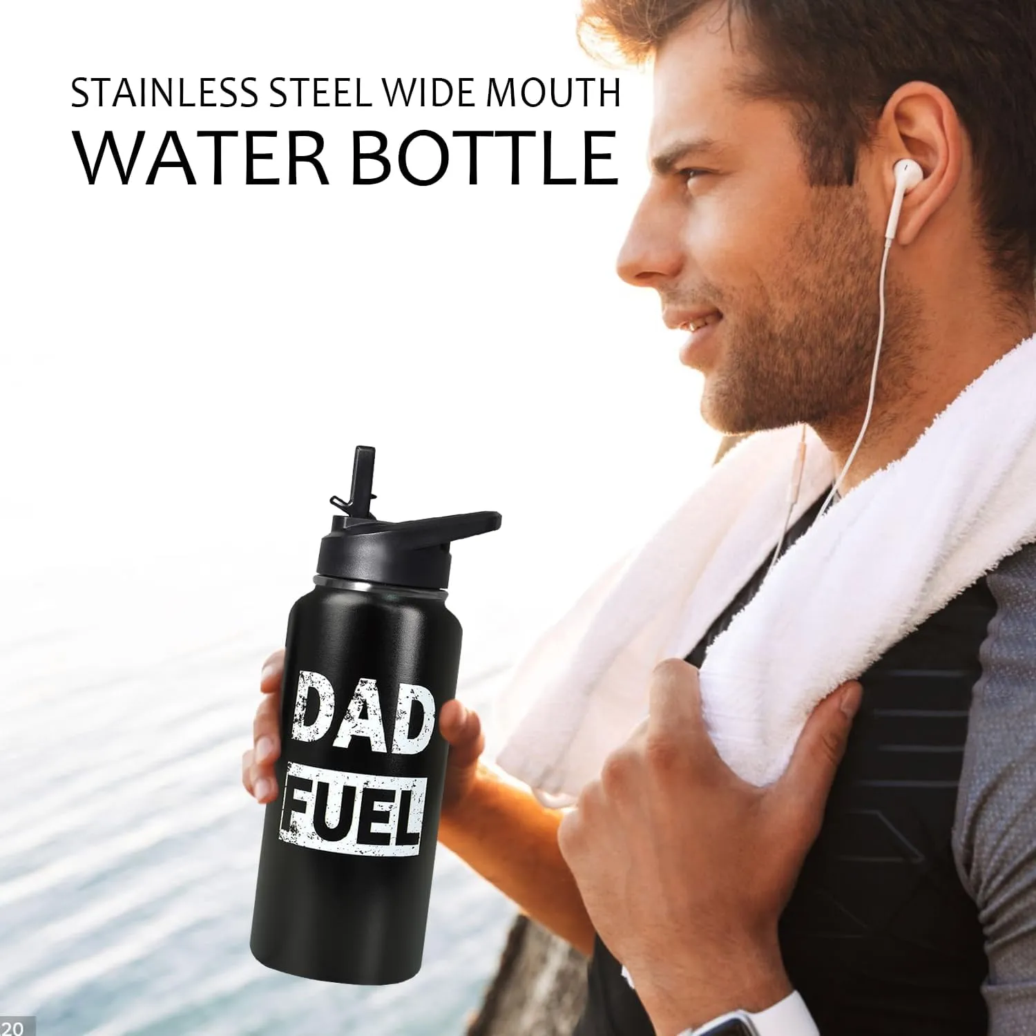 32oz Dad Gym Hiking Sports Stainless Insulated Aater Coffee Mug Cup Water Bottles with Straw,Fathers Day Gift from Gaughter, Son