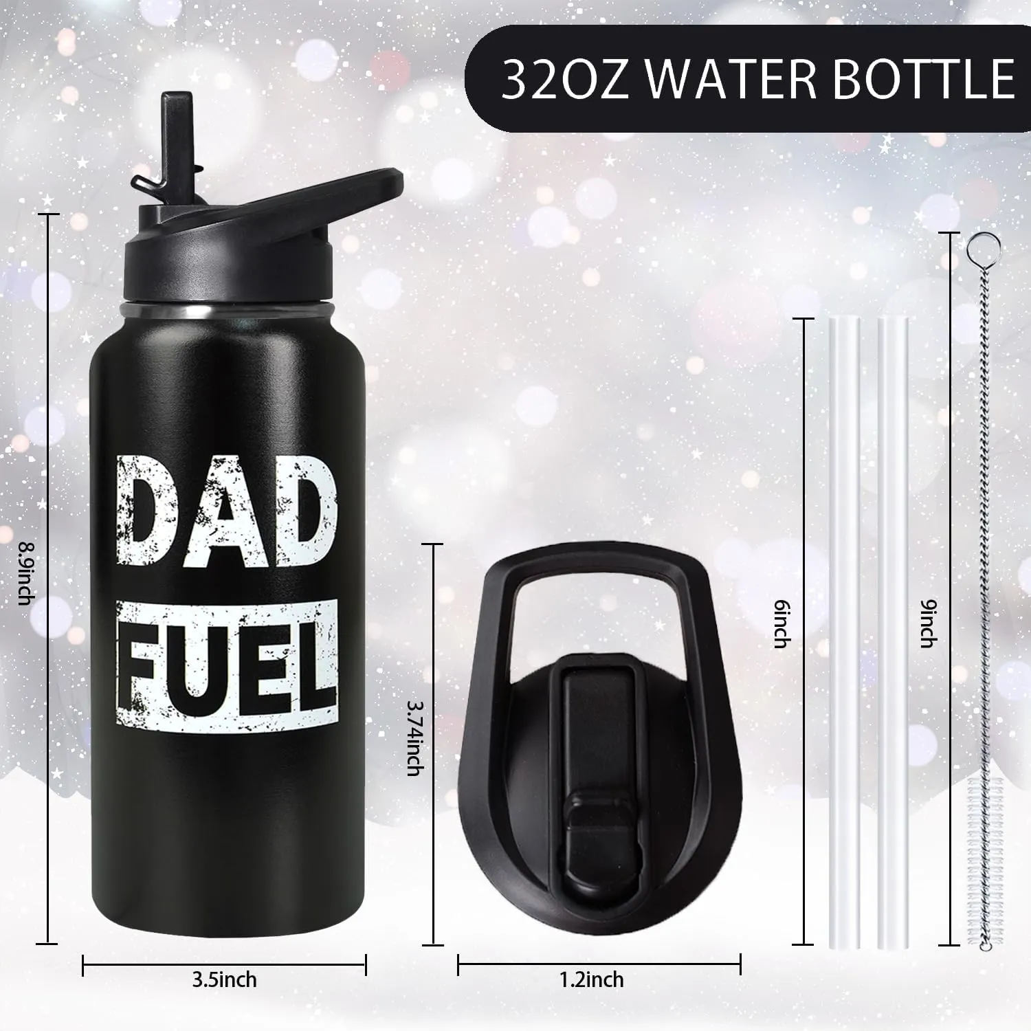 32oz Dad Gym Hiking Sports Stainless Insulated Aater Coffee Mug Cup Water Bottles with Straw,Fathers Day Gift from Gaughter, Son