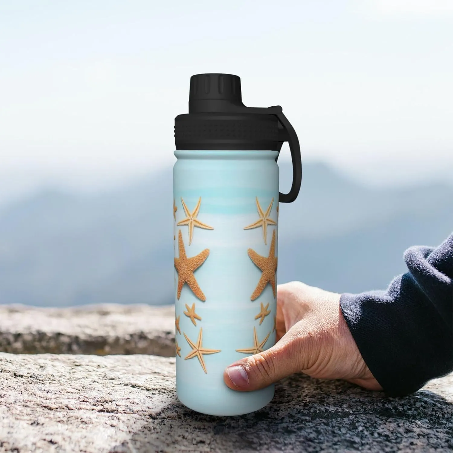 3d Beautiful Maritime Summer 18oz Sports Insulated Bottle For Outdoor Activities,Your Ideal Companion Staying Hydrated