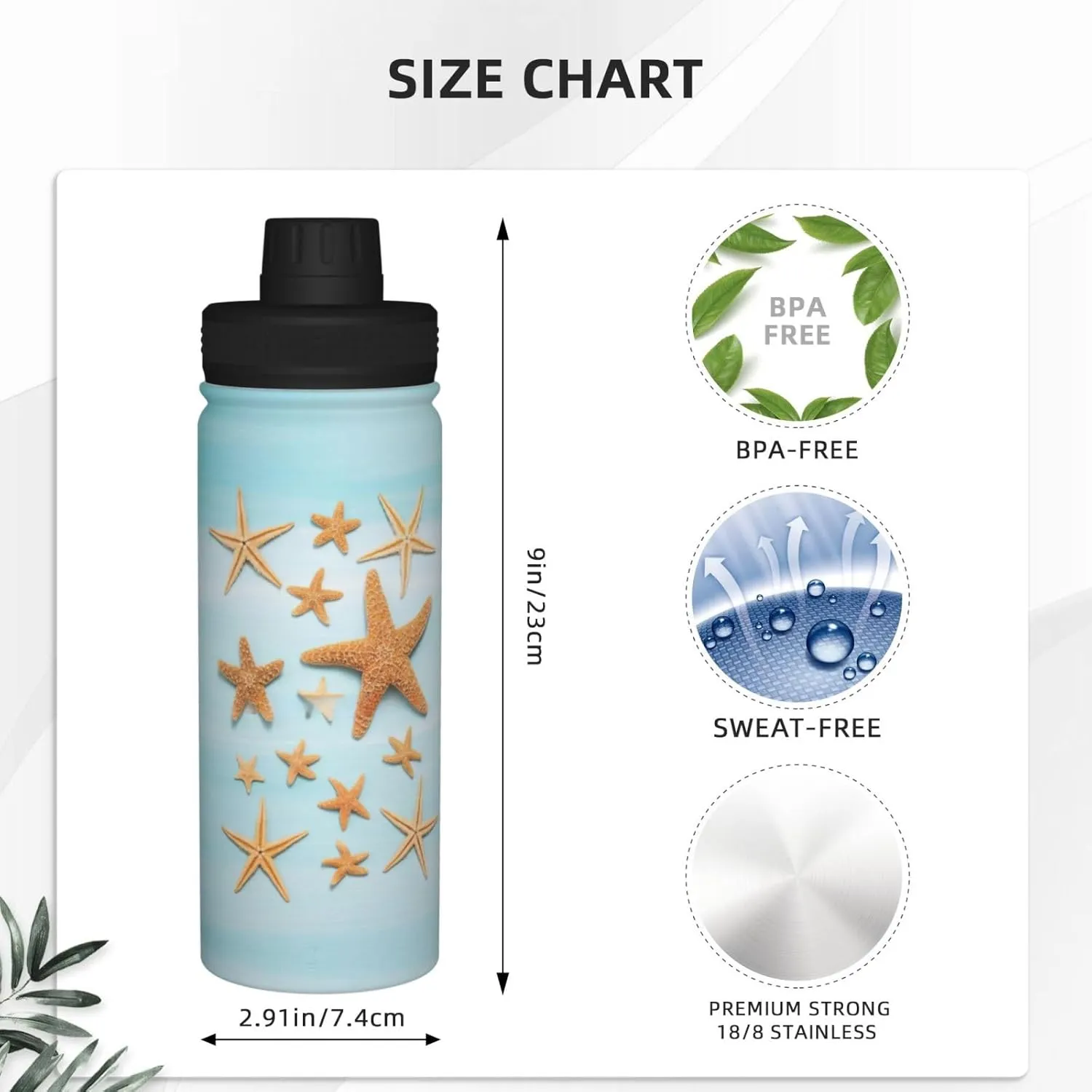 3d Beautiful Maritime Summer 18oz Sports Insulated Bottle For Outdoor Activities,Your Ideal Companion Staying Hydrated