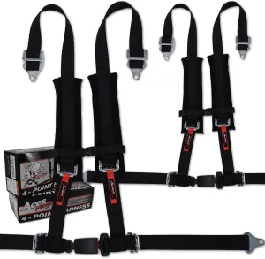4 Point Harness with 2 Inch Padding (Ez Buckle Technology) (Black (Pair))