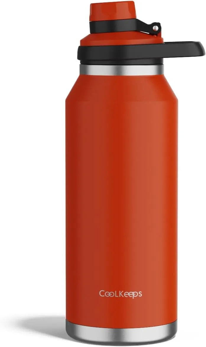 40 oz Insulated Water Bottle, Sports Stainless Steel Water Bottle with Handle Lid Outdoor Wide Mouth Metal Flask (Red)