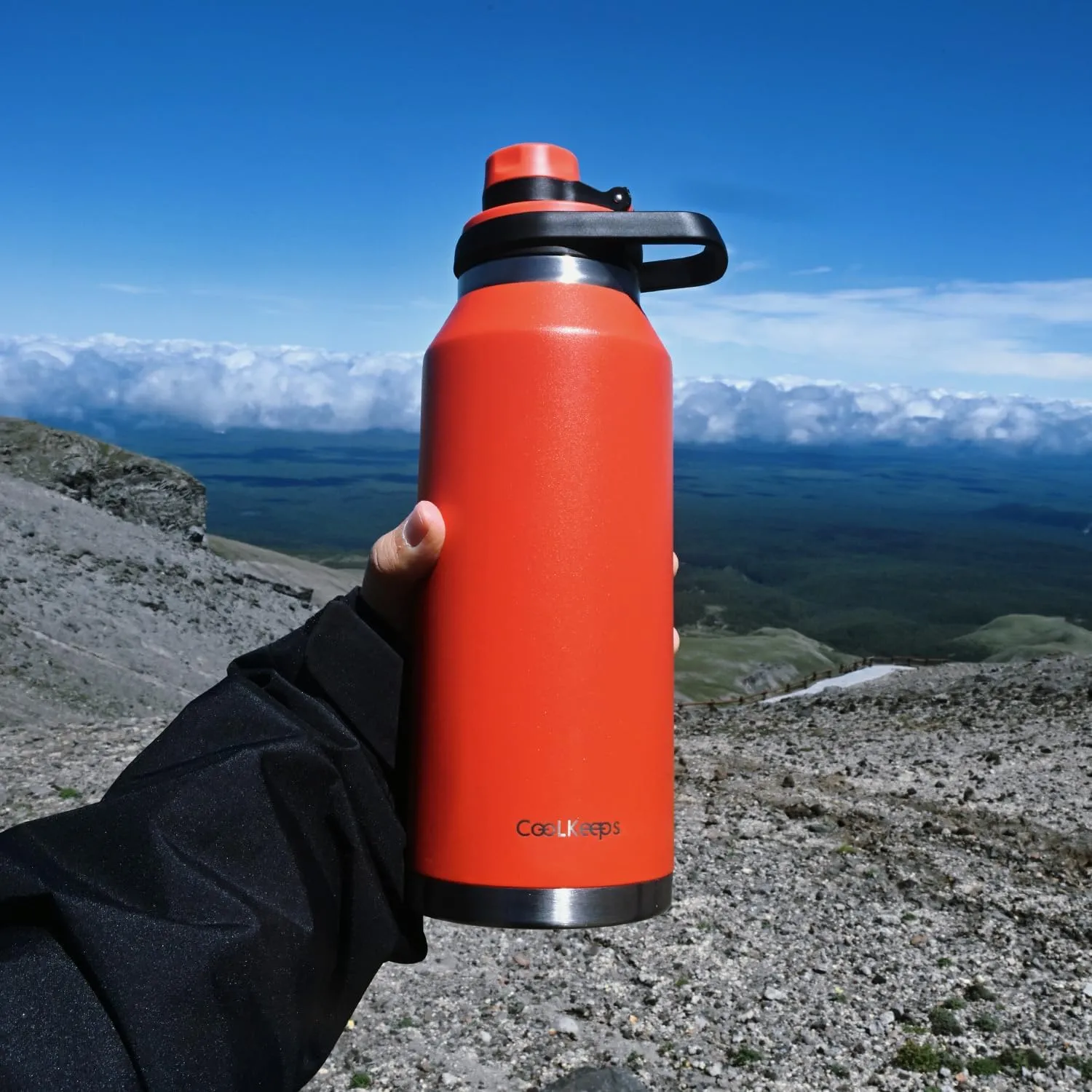 40 oz Insulated Water Bottle, Sports Stainless Steel Water Bottle with Handle Lid Outdoor Wide Mouth Metal Flask (Red)