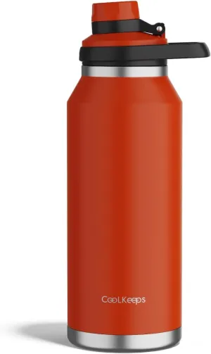 40 oz Insulated Water Bottle, Sports Stainless Steel Water Bottle with Handle Lid Outdoor Wide Mouth Metal Flask (Red)