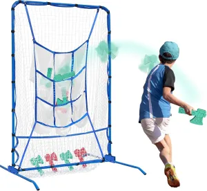 4×6FT Axe Throwing Game for Backyard, 9-Hole Target with 6 Safe Foam Throwing Axes Set, Ax Throwing Practice & Baseball Pitching Net, Outdoor Games/Yard Games/Lawn Game/Carnival Game for Adults Kids