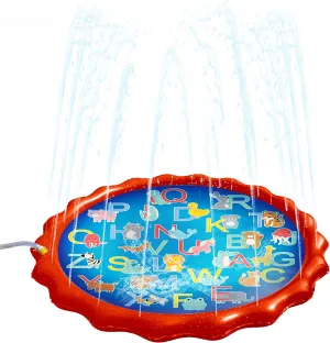 48" Sprinkler Mat – Premium Splash Pad – Outdoor Toddler Toys - Water Hose Games for Kids Ages 3 and Up – Splash Pad for Kids Extra Large - Fun Backyard Fountain Play Mat