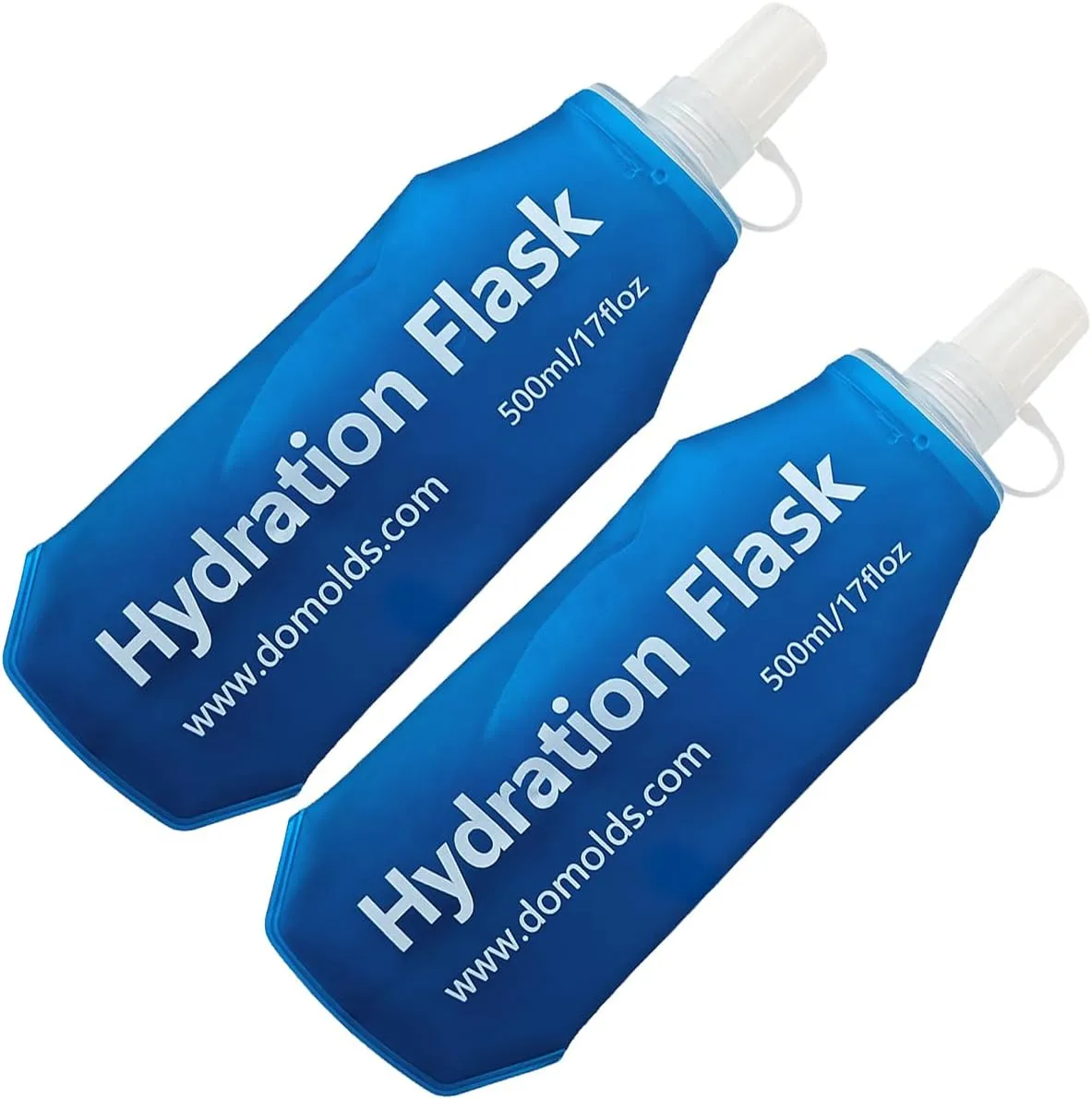 500ml Soft Flask Collapsible Soft Water Bottle for Running, Hiking, Travelling, Cycling and Climbing - 2Pcs Blue
