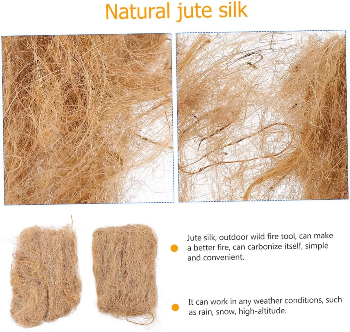 5sets Camping Flame Starters Professional Firestarters Natural Jute Silk Easy Spark Ignition Outdoor Fire Tool 3pcs*5