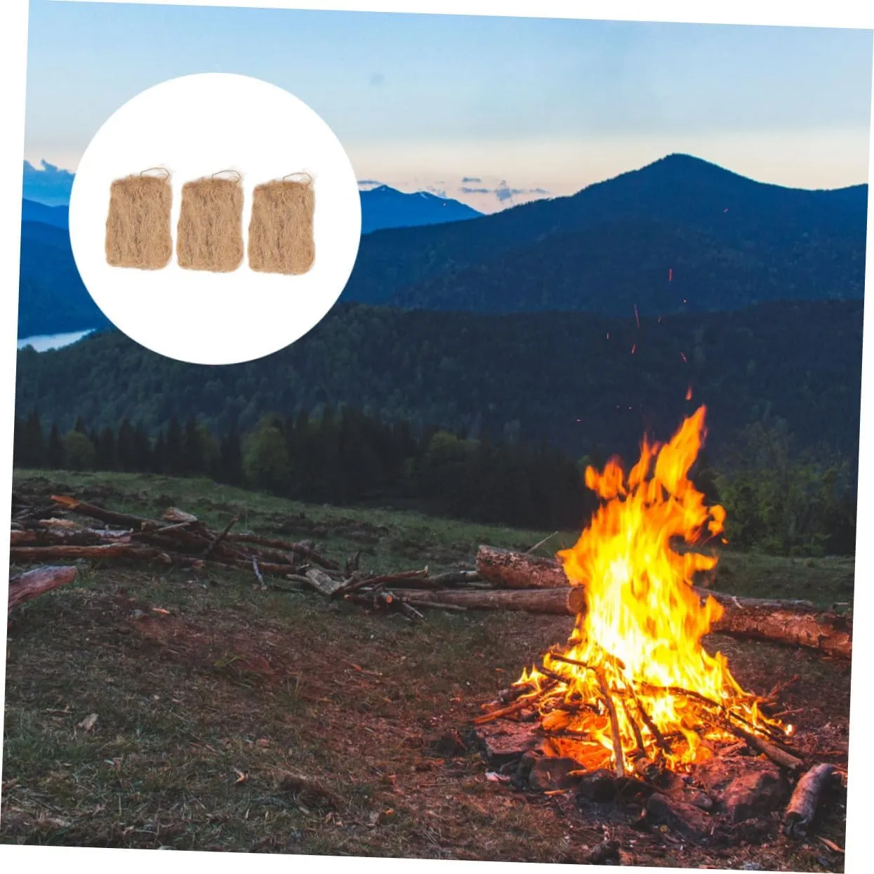 5sets Camping Flame Starters Professional Firestarters Natural Jute Silk Easy Spark Ignition Outdoor Fire Tool 3pcs*5