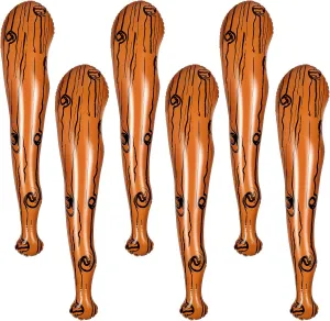 6 Pcs Inflatable Baseball Bat, Axe, Cave Bat & Caveman Stick for Club Cosplay, Birthday Party Supplies & Halloween Carnival Decorations (35.4 x 7.9 Inch, Stripe Style)
