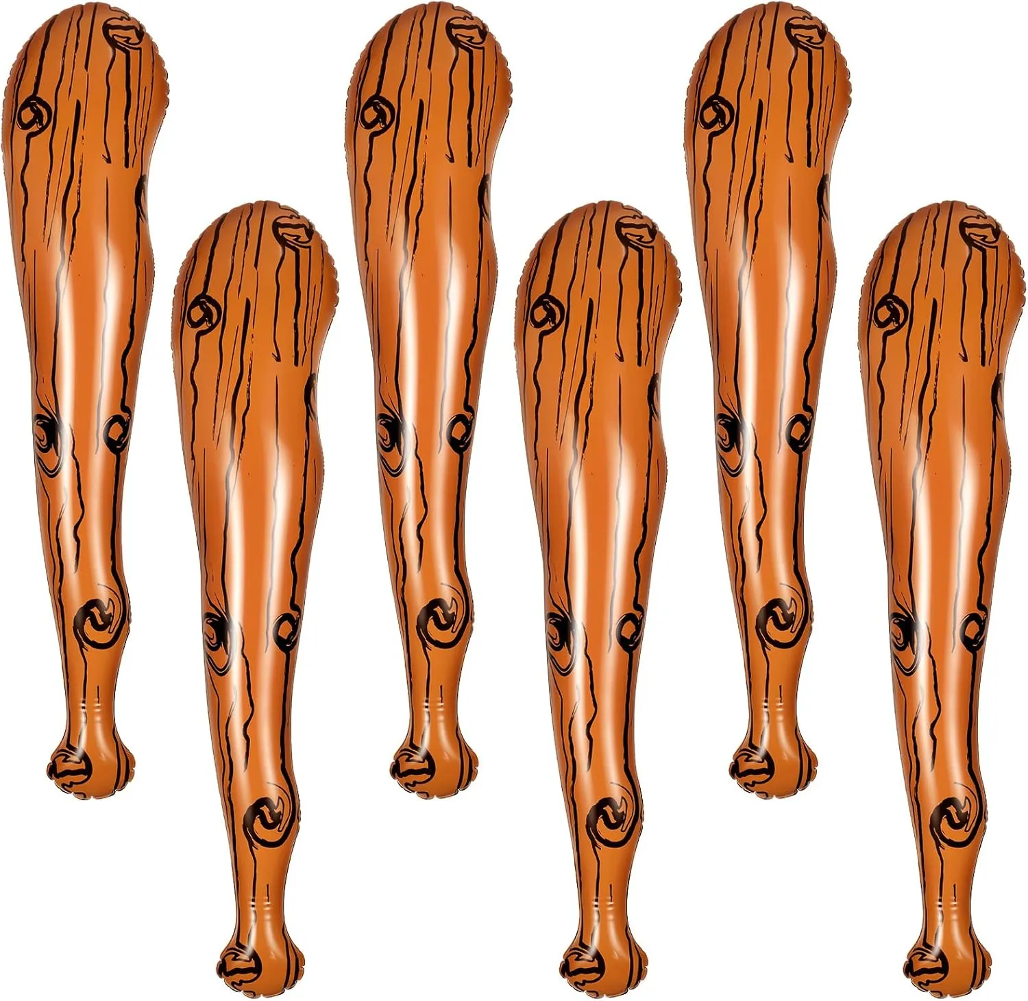6 Pcs Inflatable Baseball Bat, Axe, Cave Bat & Caveman Stick for Club Cosplay, Birthday Party Supplies & Halloween Carnival Decorations (35.4 x 7.9 Inch, Stripe Style)
