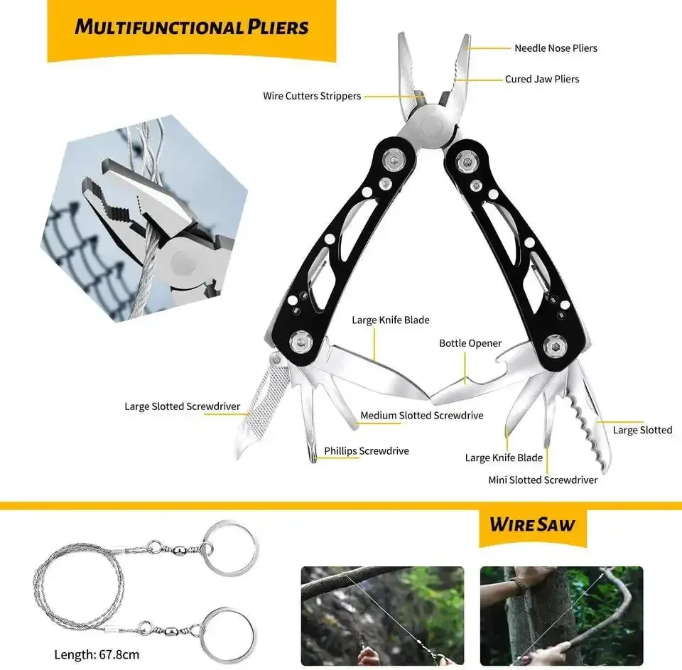 60 In 1 Multifunction Survival Kit Outdoor Emergency Camping Military Defense Equipment First Aid SOS for Wilderness Adventure