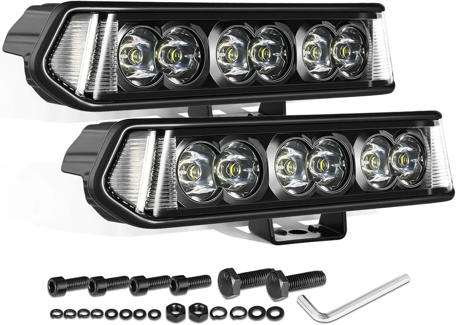 7 Inch Side Shooter CREE LED Light Bars 72W Spot Flood Combo Offroad Driving Lights Single Row LED Pods Fog Light Bumper Lights 2Pcs for Trucks Pickup UTV ATV Motorcycle Dirt Bike