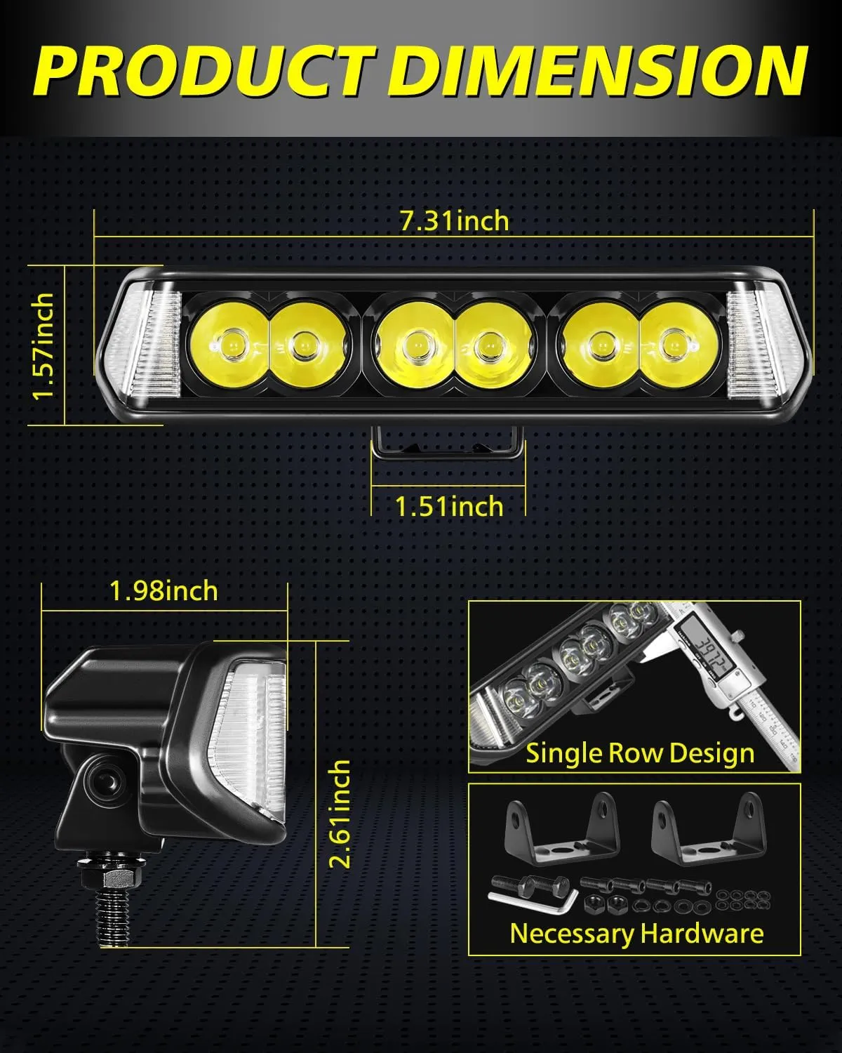 7 Inch Side Shooter CREE LED Light Bars 72W Spot Flood Combo Offroad Driving Lights Single Row LED Pods Fog Light Bumper Lights 2Pcs for Trucks Pickup UTV ATV Motorcycle Dirt Bike