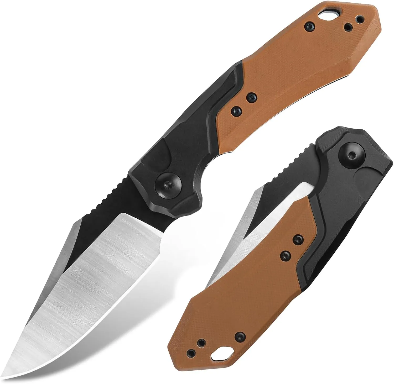 7.32 inch Portable Folding Pocket knives, Reverse Tanto D2 Blade with Pocket Clip versatile tool for outdoor tasks