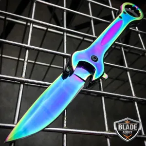 7.5" MULTI-TOOL WRENCH TACTICAL SPRING ASSISTED FOLDING POCKET KNIFE RAINBOW EDC