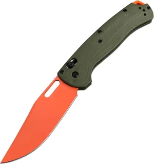 8 In Folding Pocket Bugout knives, Axis Lock Knife, Thumb Hole Manual Open Hunting Knife, D2 Orange Blade, Carbon Fiber Handles With Pocket Clip for Outdoors, Camping