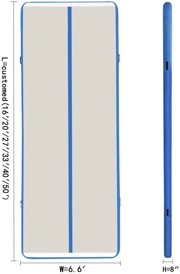 8 Inch Thick 27ft /30ft/40ft/50ft Inflatable Air Mat Tumble Track Gymnastic Air Floor Mat with Electric Pump For Home Edition