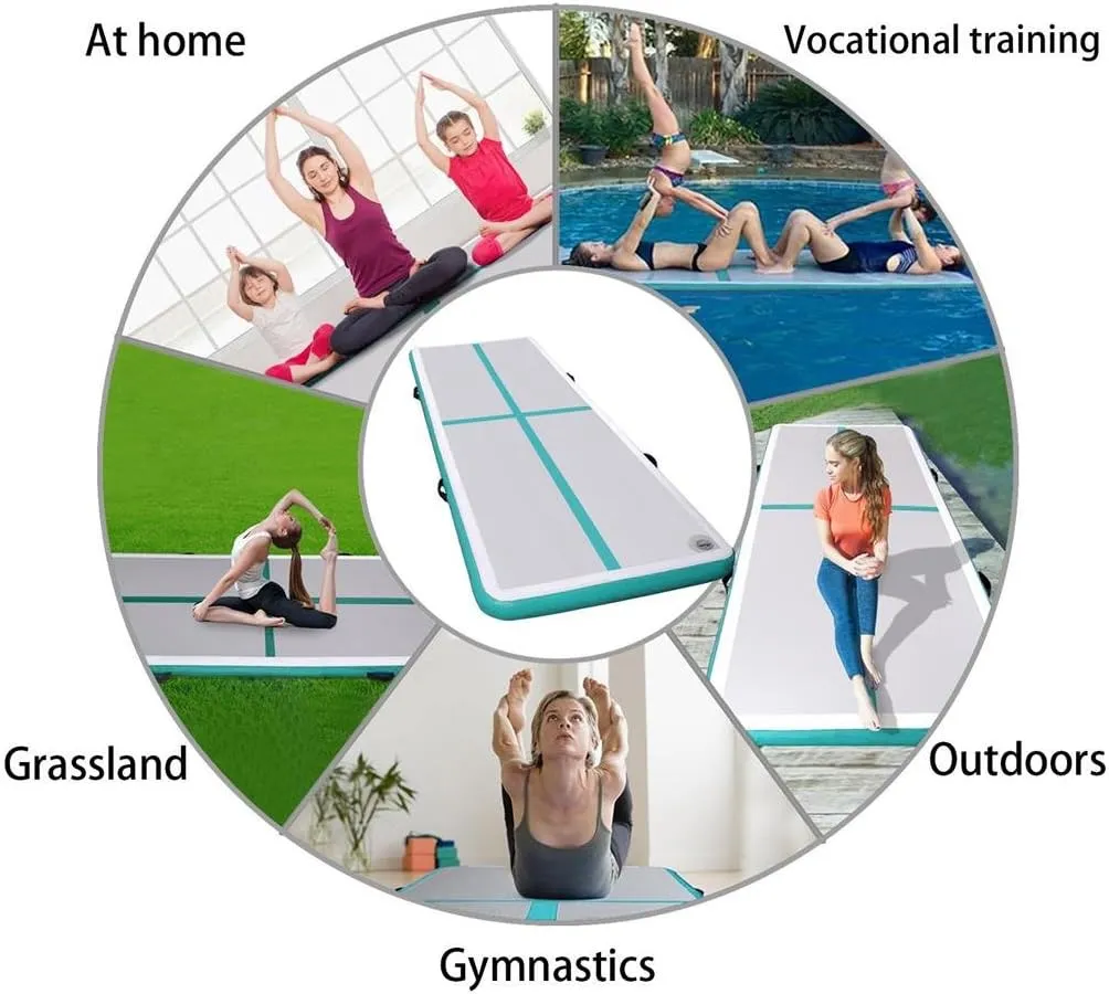 8 Inch Thick 27ft /30ft/40ft/50ft Inflatable Air Mat Tumble Track Gymnastic Air Floor Mat with Electric Pump For Home Edition