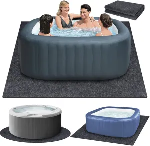 80 * 80 inch Inflatable Hot Tub Mat, Outdoor Indoor, Waterproof Slip-Proof Backing, Absorbent Spa Pool Ground Base Flooring Protector for Hot Tub