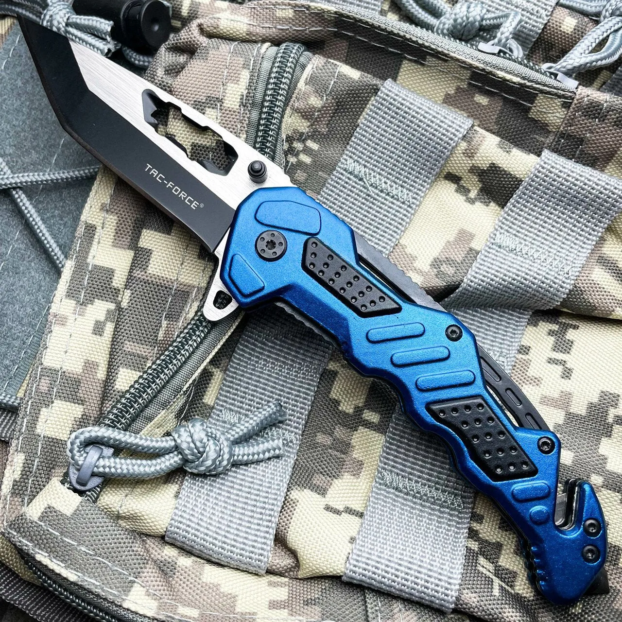 8.25" Tac- Force Blue MILITARY TANTO Rescue Spring Open Assisted Pocket Knife