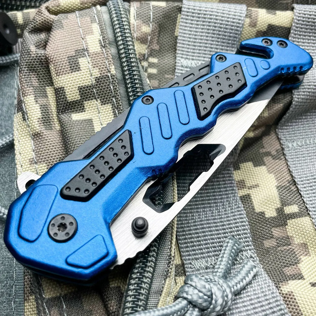 8.25" Tac- Force Blue MILITARY TANTO Rescue Spring Open Assisted Pocket Knife