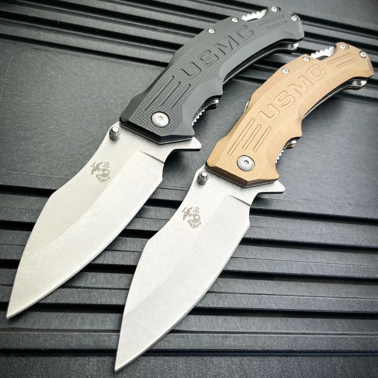 8.5" Heavy Duty USMC Military Marines Spring Assisted Open Folding Pocket Knife