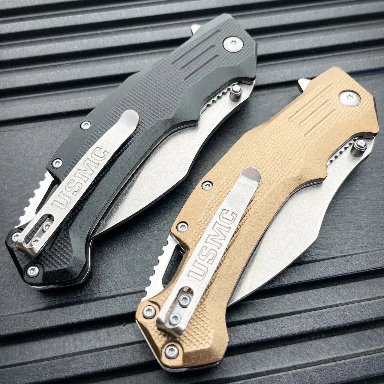 8.5" Heavy Duty USMC Military Marines Spring Assisted Open Folding Pocket Knife